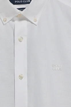 Polo Club Chemises*Chemise unie en tissu Oxford he avec logo brodé Blanc