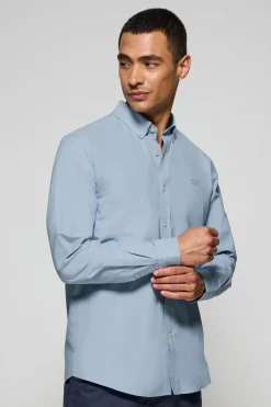 Polo Club Chemises*Chemise unie en tissu Oxford avec logo brodé Bleu Ciel