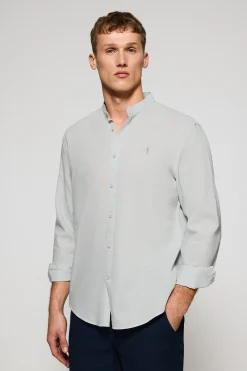 Polo Club Chemises*Chemise à col Mao en lin et coton avec broderie Rigby Go Vert Clair