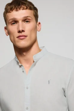 Polo Club Chemises*Chemise à col Mao en lin et coton avec broderie Rigby Go Vert Clair
