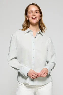 Polo Club Chemises*Chemise loose fit en lin et coton avec monogramme brodé Vert Clair