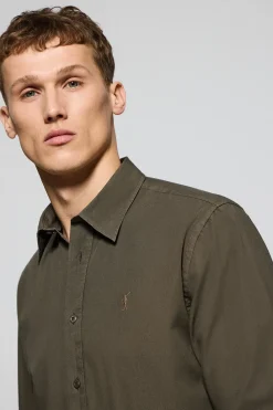 Polo Club Chemises*Chemise en popeline garnment dye avec broderie Rigby Go Vert Foncé