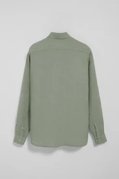 Polo Club Chemises*Chemise vert kaki en lin garment dye avec une broderie Rigby Go Vert militaire