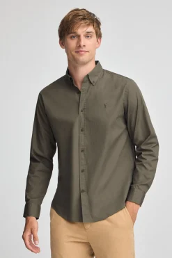 Polo Club Chemises*Chemise vert kaki en popeline et coupe regular avec logo Rigby Go Vert militaire