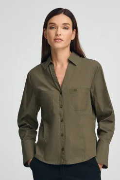 Polo Club Chemises*Chemise vert olive à coupe slim et col en V Olive Verte