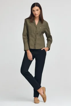 Polo Club Chemises*Chemise vert olive à coupe slim et col en V Olive Verte
