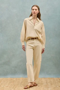 Polo Club Chemises*Chemisier Solar en coton avec détail brodé Beige