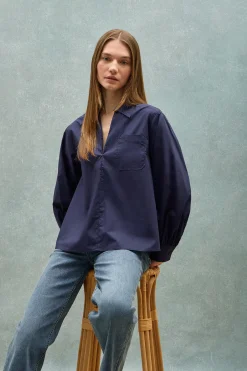 Polo Club Chemises*Chemisier Solar en coton avec détail brodé Bleu Marine