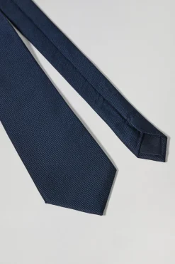 Polo Club Accessoires*Cravate en soie bleue unie avec logo Bleu Marine