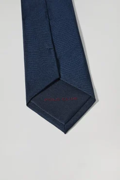 Polo Club Accessoires*Cravate en soie bleue unie avec logo Bleu Marine