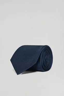 Polo Club Accessoires*Cravate en soie bleue unie avec logo Bleu Marine