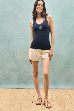 Polo Club T-Shirts*Débardeur avec écusson nautique Bleu Marine