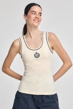 Polo Club T-Shirts*Débardeur écru avec écusson nautique Beige