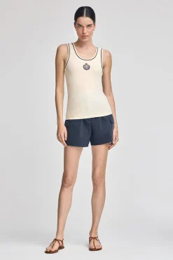 Polo Club T-Shirts*Débardeur écru avec écusson nautique Beige