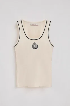 Polo Club T-Shirts*Débardeur écru avec écusson nautique Beige
