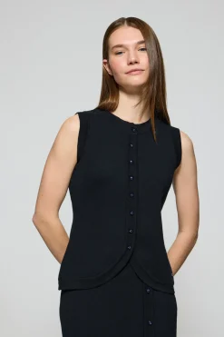 Polo Club Pulls*Gilet en maille Lalisa boutonné avec bouton nacré Bleu Marine