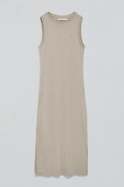 Polo Club Robes*Longue robe en côtes brodée d’un monogramme Beige