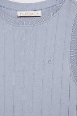 Polo Club Robes*Longue robe e en côtes brodée d’un monogramme Bleu