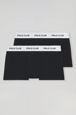 Polo Club Packs*Lot de deux boxers noirs avec logo Noir-Blanc