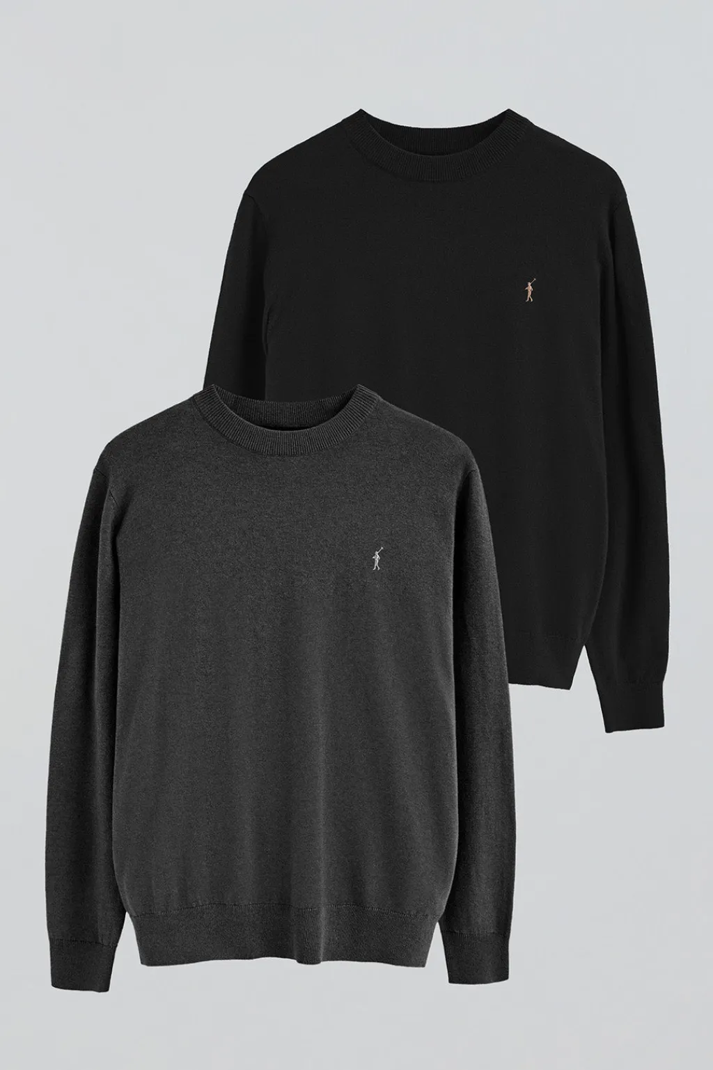 Polo Club Pulls|Packs*Lot de deux pulls en laine mélangée noir et gris foncé chiné pour homme avec broderie Rigby Go Multicolore