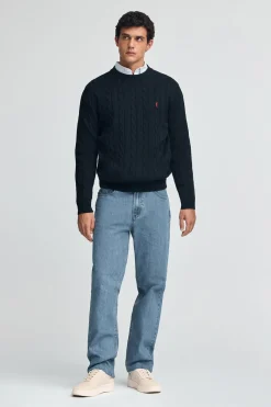 Polo Club Pulls|Packs*Lot de deux pulls en maille tressée en laine mélangée bleu marine et noir pour homme avec broderie Rigby Go Multicolore