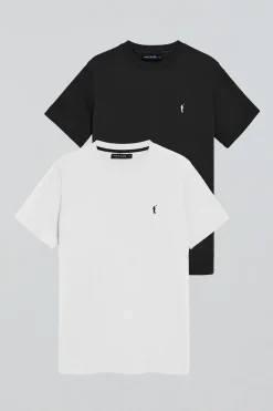 Polo Club Packs|T-Shirts*Lot de deux T-shirts noir et blanc avec col ras du cou et logo brodé Rigby Go Multicolore
