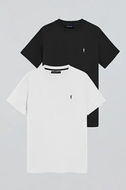 Polo Club Packs|T-Shirts*Lot de deux T-shirts noir et blanc avec col ras du cou et logo brodé Rigby Go Multicolore