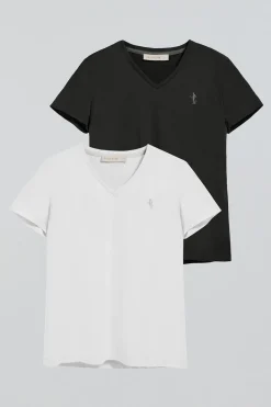 Polo Club Packs|T-Shirts*Lot de deux T-shirts noir et blanc à col en V et broderie Rigby Best Multicolore