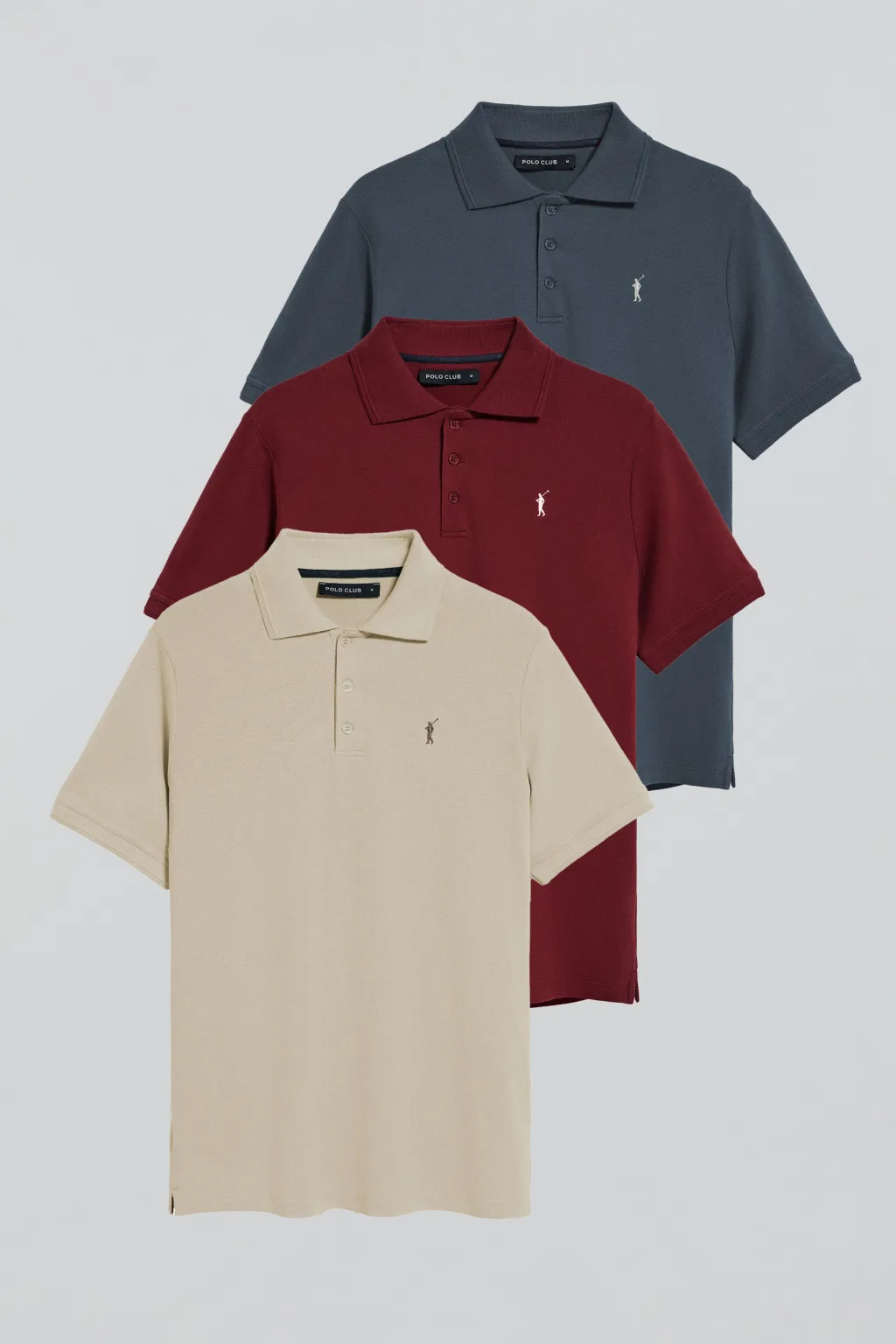Polo Club Packs|Polos*Lot de trois polos à trois boutons grenat, bleu denim et beige avec logo Rigby Go Multicolore