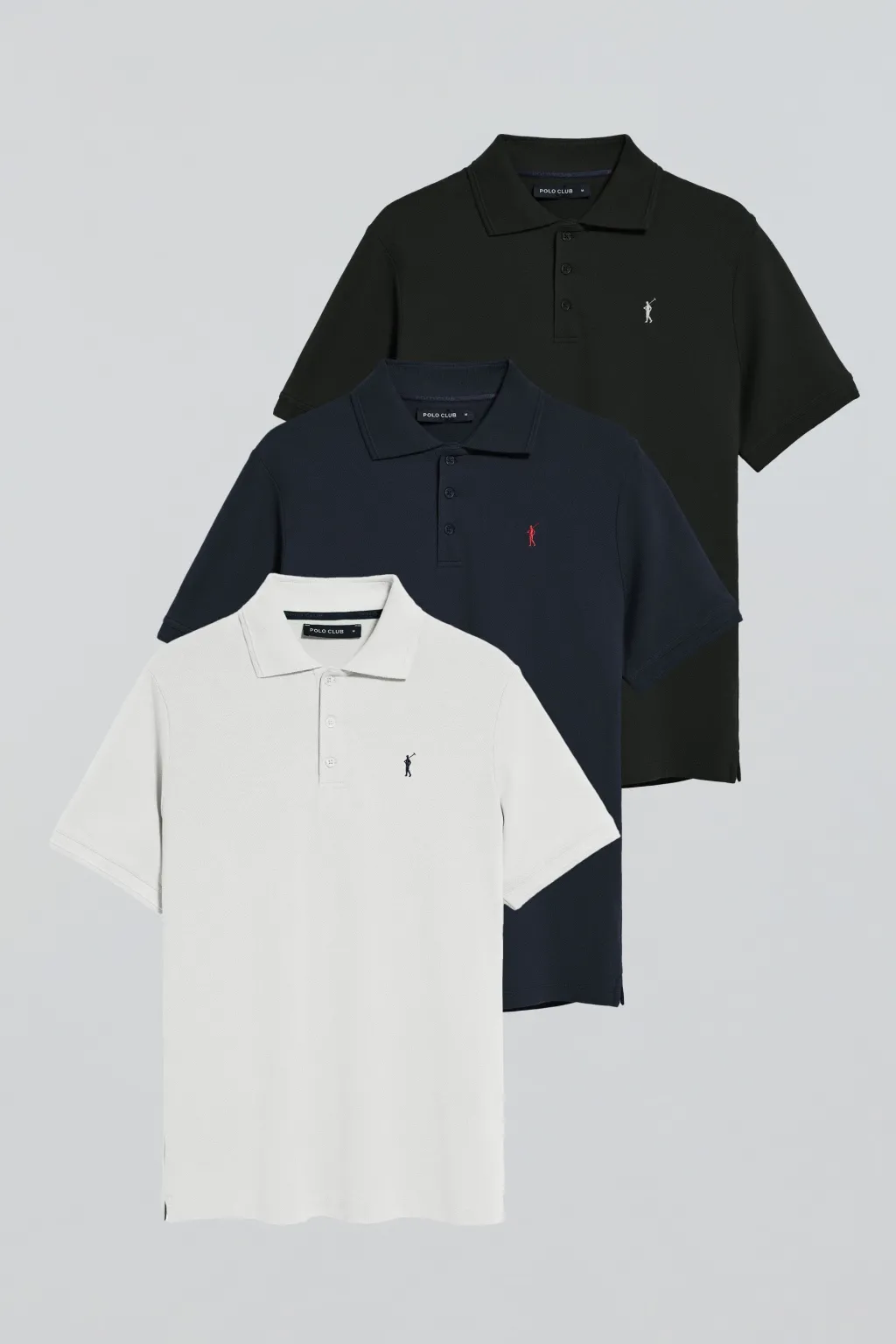 Polo Club Packs|Polos*Lot de trois polos à trois boutons noir, bleu marine et blanc avec logo Rigby Go Multicolore