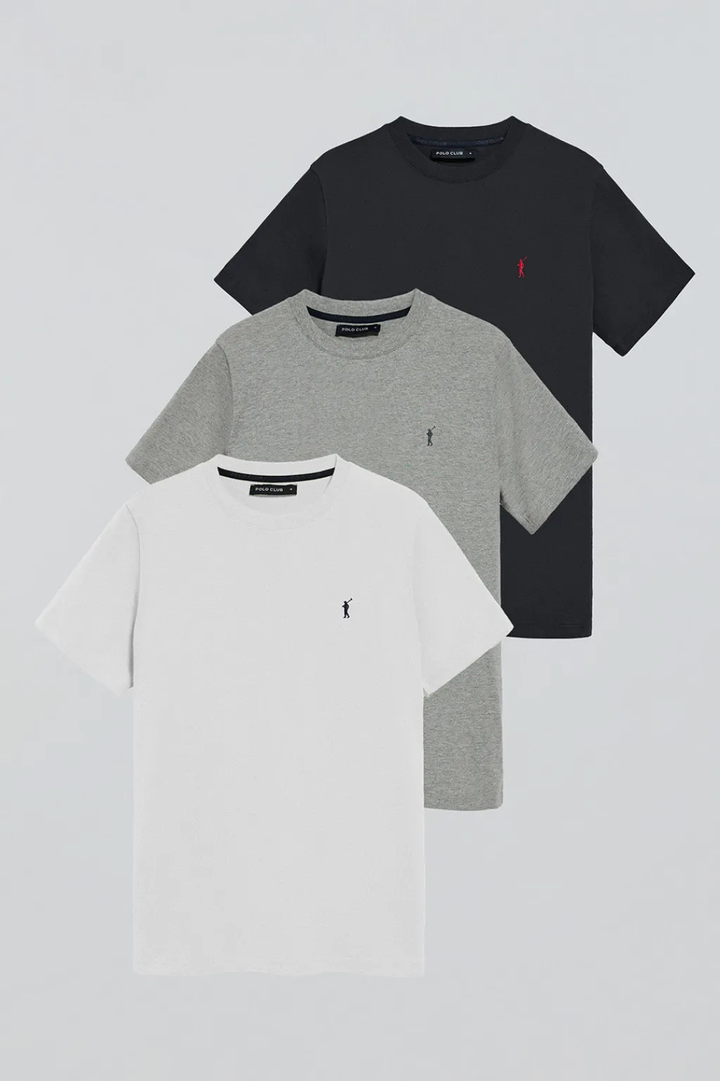 Polo Club Packs|T-Shirts*Lot de trois T-shirts à manches courtes en bleu marine, blanc et gris chiné avec logo Rigby Go Multicolore