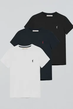 Polo Club Packs|T-Shirts*Lot de trois T-shirts noir, bleu marine et blanc à manches courtes et à logo brodé Rigby Go Multicolore