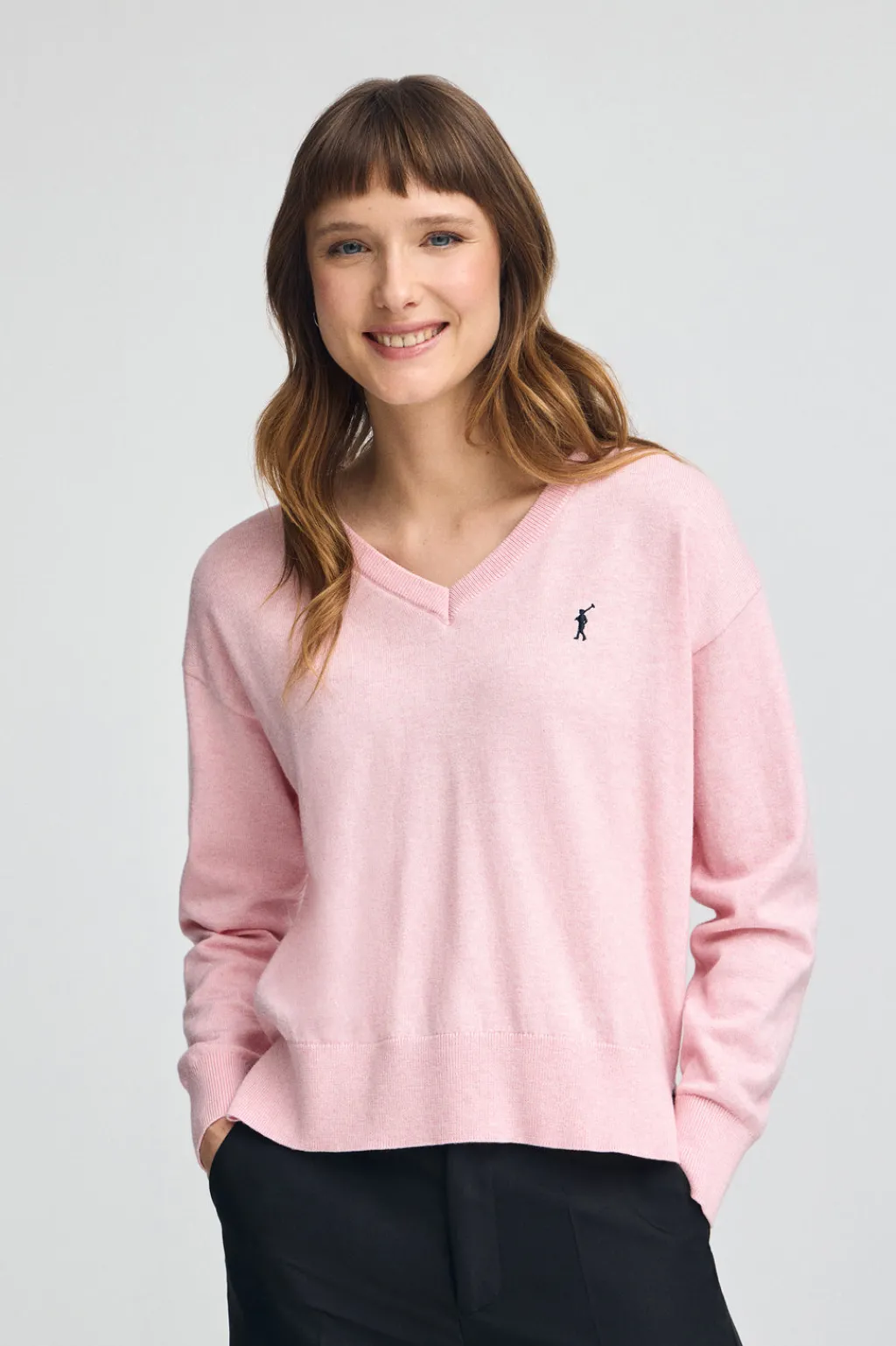 Polo Club Pulls|Packs*Lot pour femme de deux pulls noir et rose chiné à col en V en laine mélangée avec broderie Rigby Go Multicolore