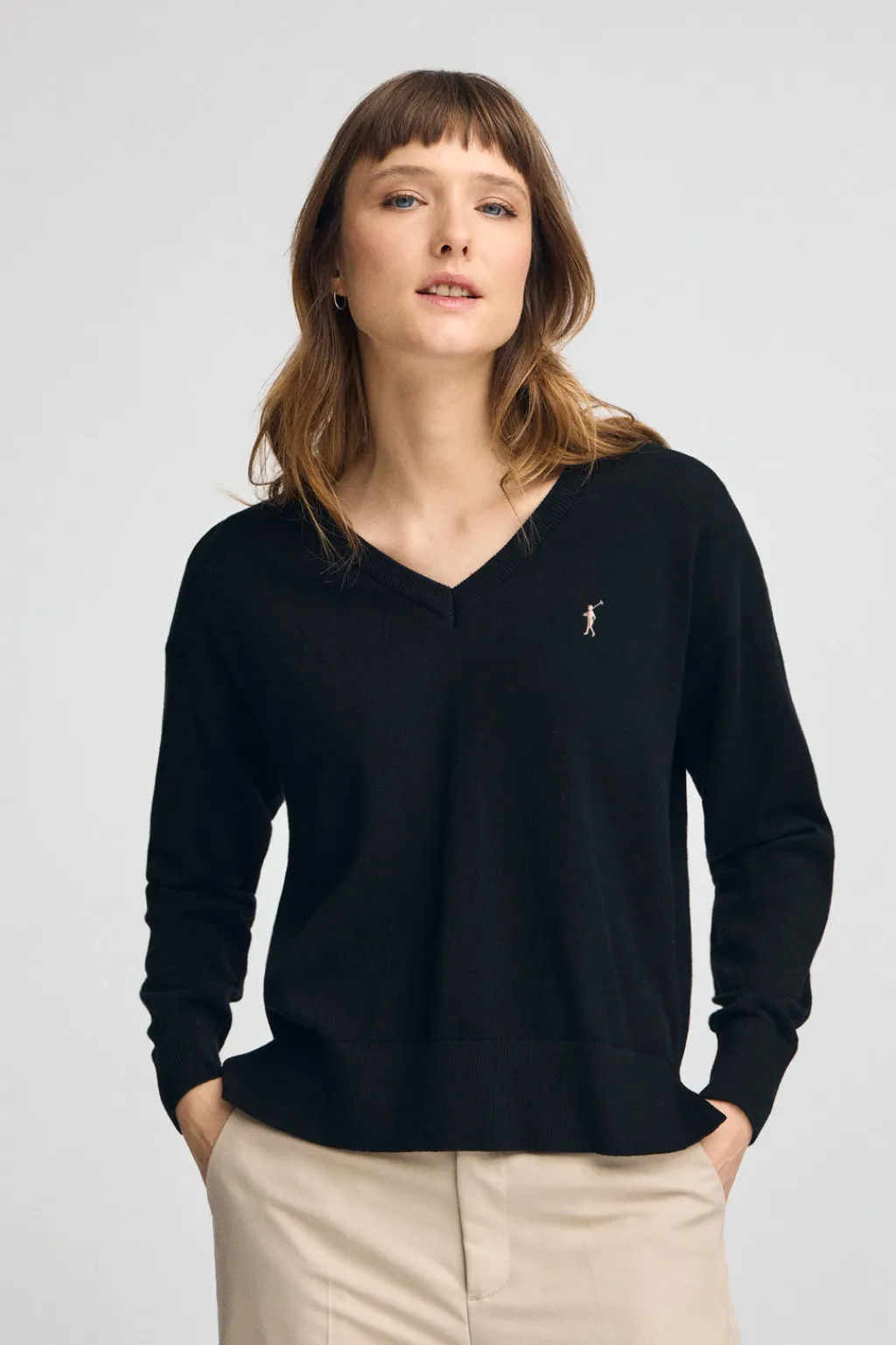 Polo Club Pulls|Packs*Lot pour femme de deux pulls noir et rose chiné à col en V en laine mélangée avec broderie Rigby Go Multicolore