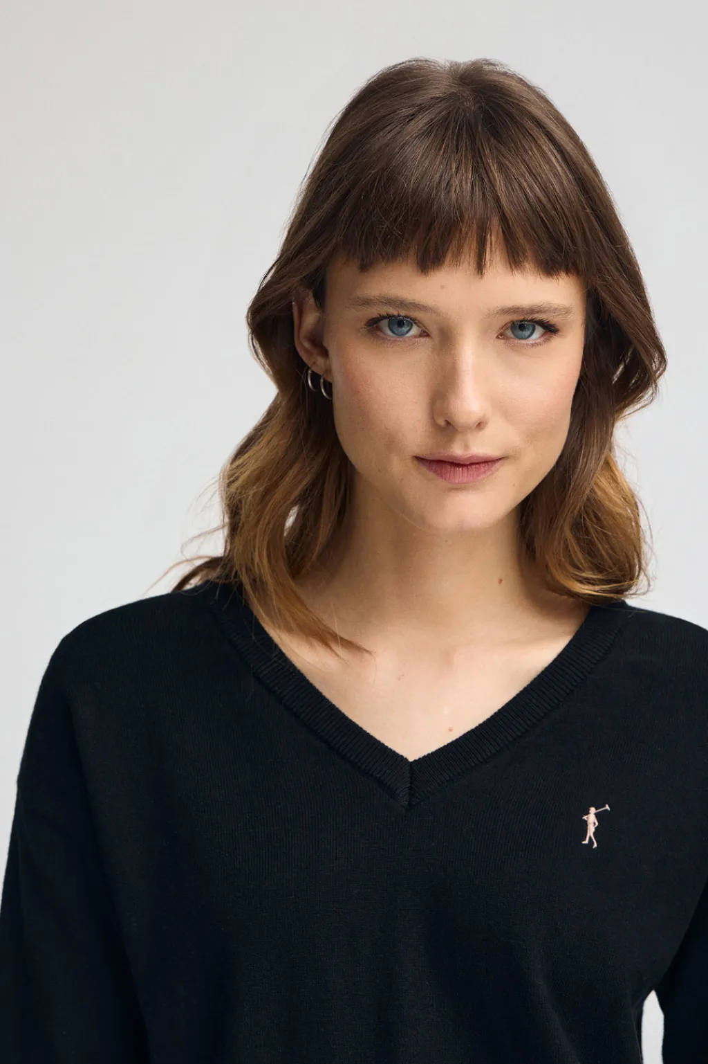 Polo Club Pulls|Packs*Lot pour femme de deux pulls noir et rose chiné à col en V en laine mélangée avec broderie Rigby Go Multicolore