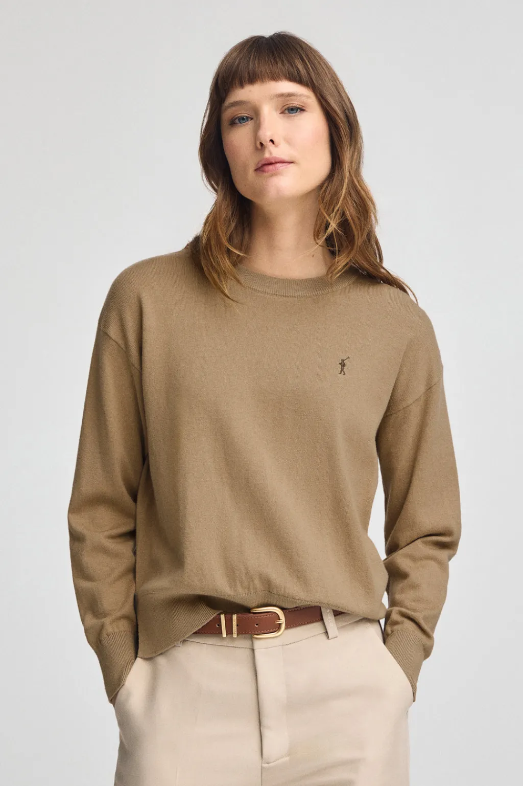 Polo Club Pulls|Packs*Lot pour femme de deux pulls bleu marine et marron clair en laine mélangée avec broderie Rigby Go Multicolore