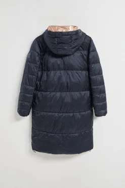 Polo Club Vestes*Manteau long et matelassé Rose à capuche fixe et détails Bleu Marine