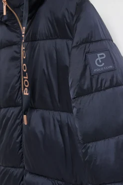 Polo Club Vestes*Manteau long et matelassé Rose à capuche fixe et détails Bleu Marine