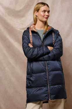 Polo Club Vestes*Manteau long et matelassé Rose à capuche fixe et détails Bleu Marine