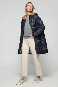 Polo Club Vestes*Manteau long et matelassé Rose à capuche fixe et détails Bleu Marine
