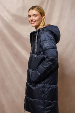 Polo Club Vestes*Manteau long et matelassé Rose à capuche fixe et détails Bleu Marine