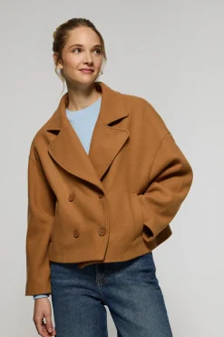 Polo Club Vestes*Manteau court en toile de couleur croisé et boutonné avec détails Camel