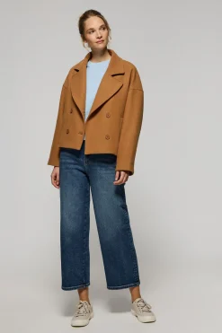 Polo Club Vestes*Manteau court en toile de couleur croisé et boutonné avec détails Camel