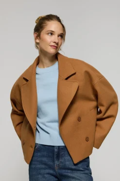 Polo Club Vestes*Manteau court en toile de couleur croisé et boutonné avec détails Camel