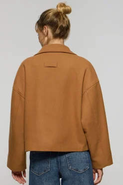 Polo Club Vestes*Manteau court en toile de couleur croisé et boutonné avec détails Camel