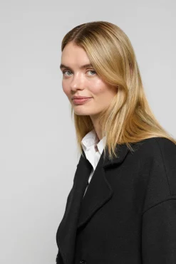 Polo Club Vestes*Manteau court en toile croisé et boutonné avec détails Noir