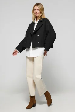 Polo Club Vestes*Manteau court en toile croisé et boutonné avec détails Noir