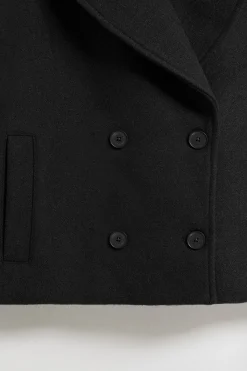Polo Club Vestes*Manteau court en toile croisé et boutonné avec détails Noir