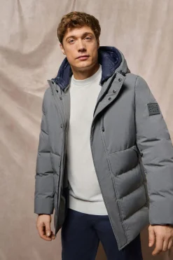 Polo Club Vestes*Manteau gris bitume Aspen matelassé à capuche fixe et détails Asphalte