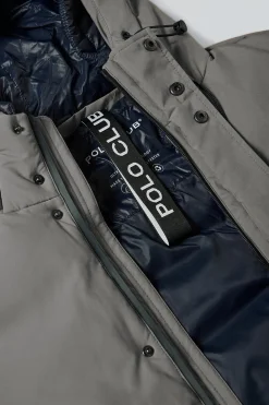 Polo Club Vestes*Manteau gris bitume Aspen matelassé à capuche fixe et détails Asphalte